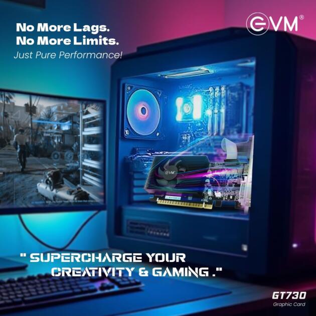 EVM GeForce GT730 Graphics Card GPU | 4GB DDR3 |PCIe 2.0 | HDMI VGA DVI | Full HD 1080p | Multi Monitor Support |Heat Sink Fan Cooling | Desktop Compatible |High Performance | 3 Yr Warranty(EVM-GT730)