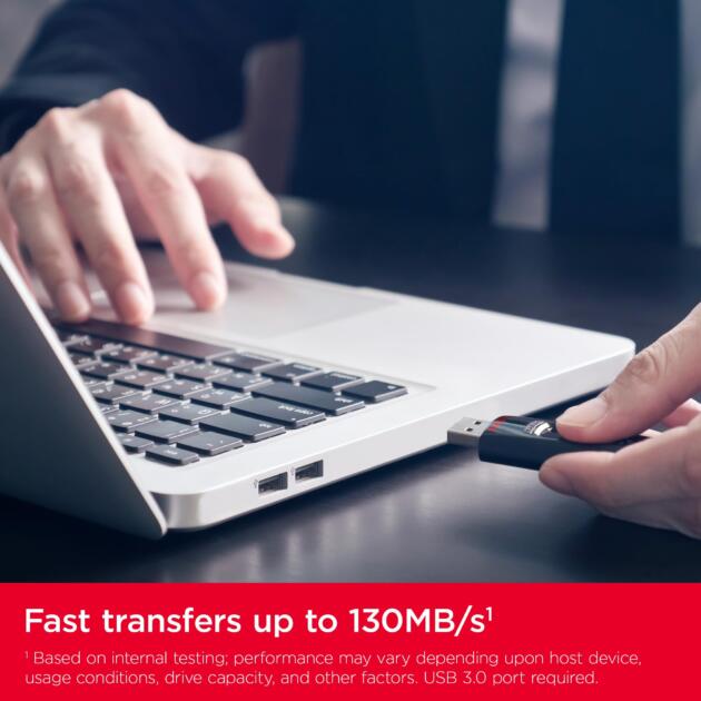 SanDisk Ultra 64GB, USB 3.0, Flash Drive, Upto 130MB/s R, Pendrive, Black, 5Y Warranty (SDCZ48-064G-I35)