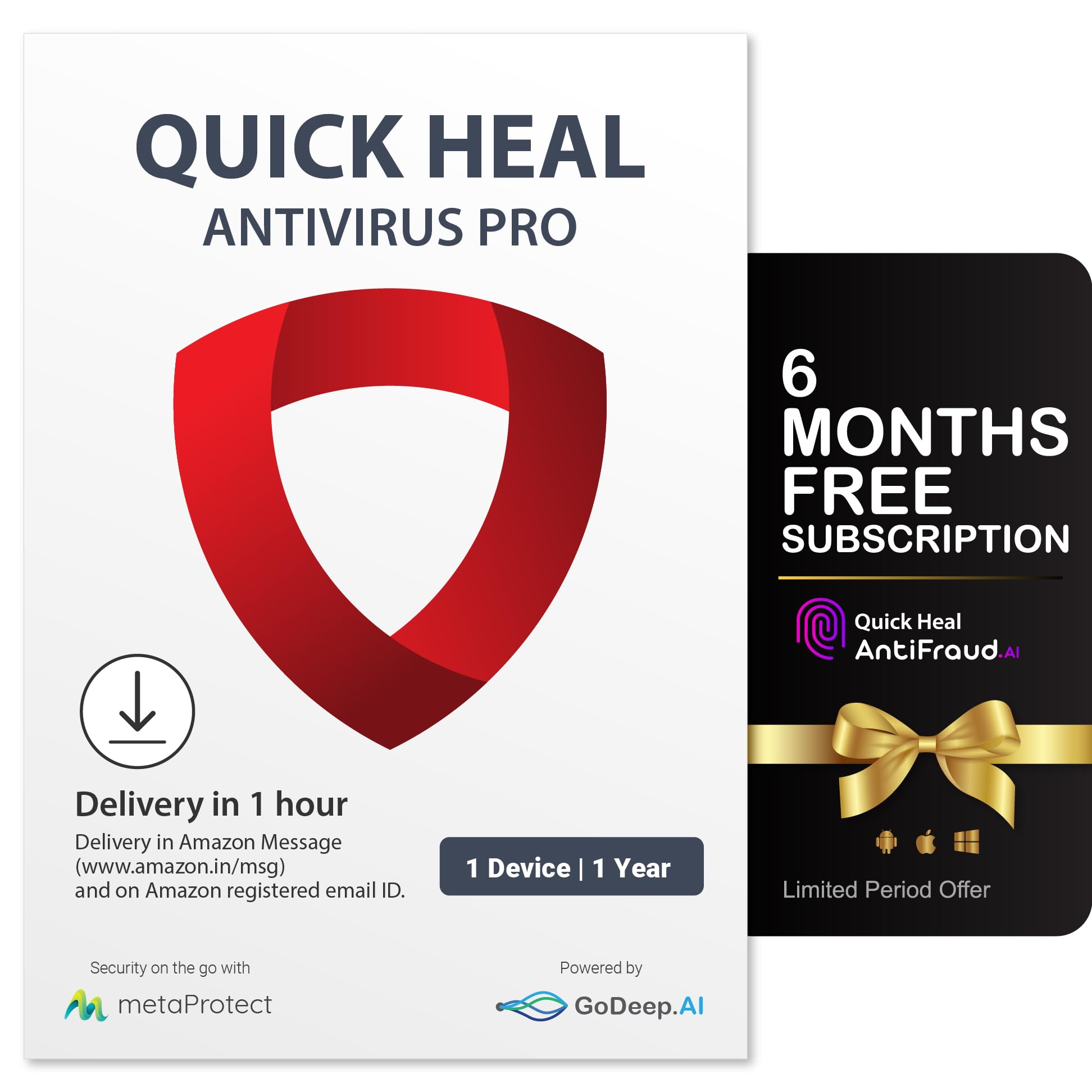 Quick Heal Antivirus Pro | Windows PC/Laptop | 1 User, 1 Year | AI-Based Virus Protection | Email Delivery in 1 hr |+ 6 month AntiFraud.AI for IOS/Android - Image 2