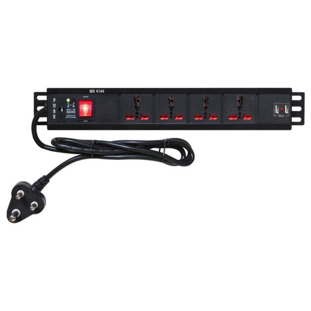 4 Socket Surge Protector (16A) with 2 USB Ports (2.1A) – Child Safety Shutters, Overload Protection, 3m Heavy-Duty Cord – Universal Extension Board for High-Load Appliances