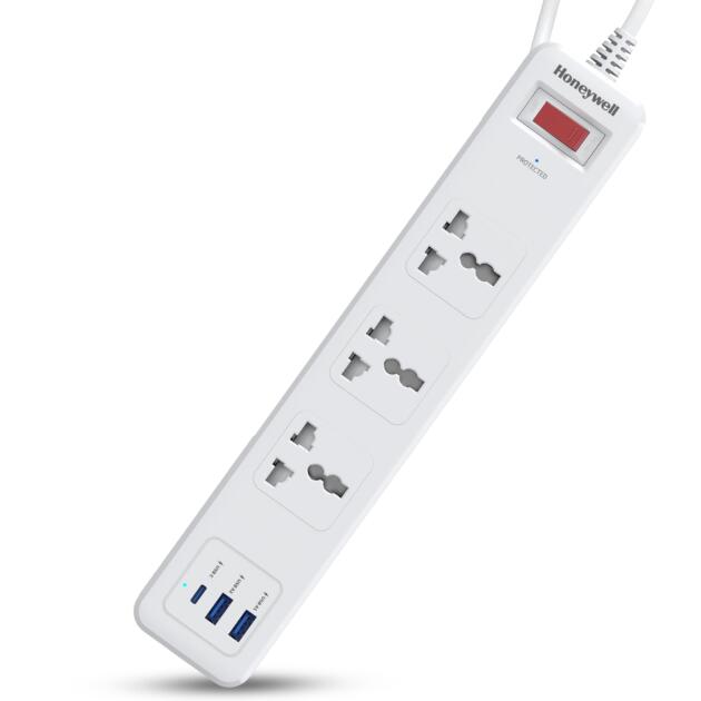 3 Out Surge Protector with Master Switch, Spike Guard/Extension Board, 3 Outlet, PD20W & 2xUSB, 13500Amp, 1.8 Meter Cord, DSW, Automatic Overload Protection, 3 Years Manufacturer Warranty