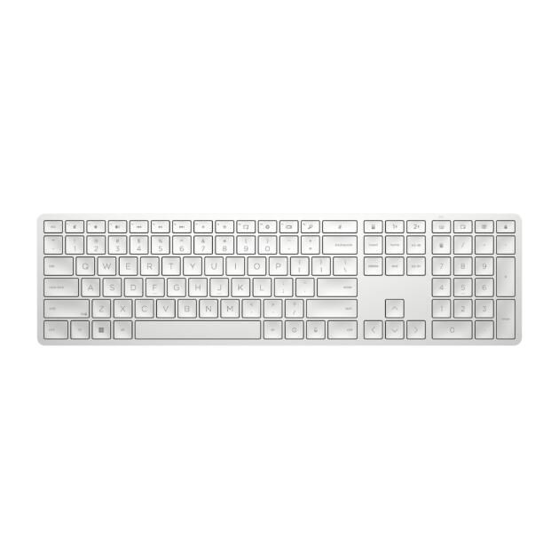 970 Creator Keyboard, Wireless and Multi-Device with 20 programmable Shortcut Keys, Backlit with sensors, up to 6 Month Battery, AES encrypted, 1yr Warranty, 0.67 kg, Silver