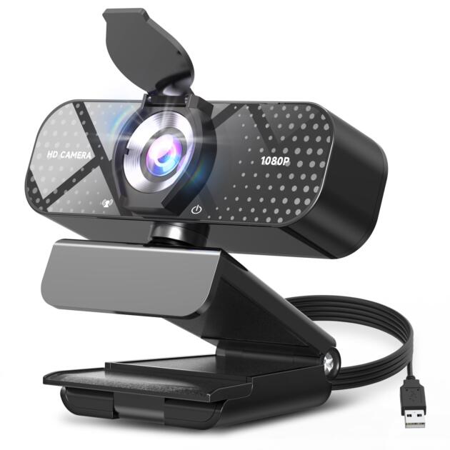 Full HD Webcam with 1080P, Wide Angle Lens & Noise Cancelling Microphone, Auto Exposure, Privacy Protection, Plug & Play USB Camera for Laptop, PC, Mac, Compatible with Zoom
