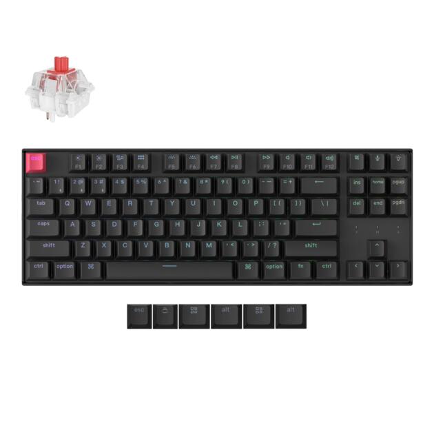 K8 QMK TKL Wireless Mechanical Keyboard with Hot-swappable Super Red Switch, Bluetooth 5.2/Wired, RGB Backlit Shine-Through PBT Keycaps for Mac/Windows/Linux (Version 2)