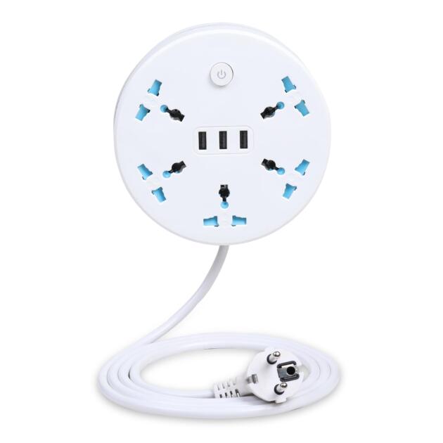klick Gadgets Travel Power Strip Extension Box 3 USB Ports and 5 Outlets with Universal Sockets | Multi Plug Socket with Safety ShutterExtension Cord 2.5 mtr for Desktop Charging Station | 8 in 1