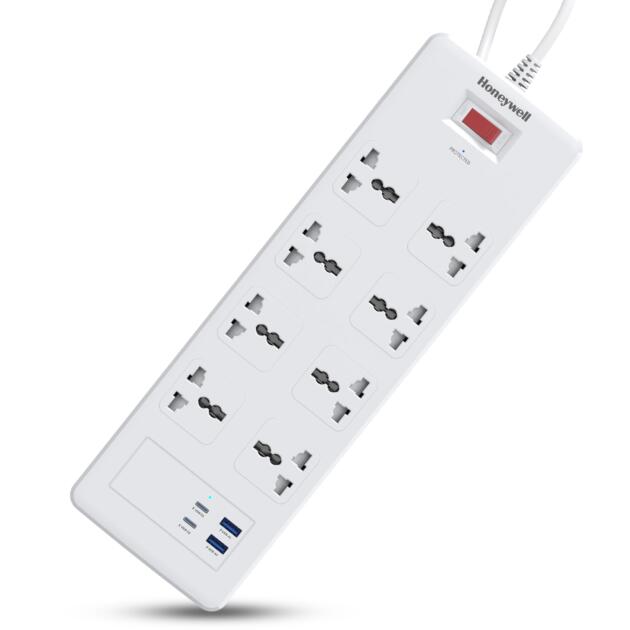 8 Out Surge Protector with Master Switch, Spike Guard/Extension Board, 8 Outlet, 2xPD20W & 2xUSB, 36000Amp, 1.8 Meter Cord, DSW, Automatic Overload Protection, 3 Years Manufacturer Warranty