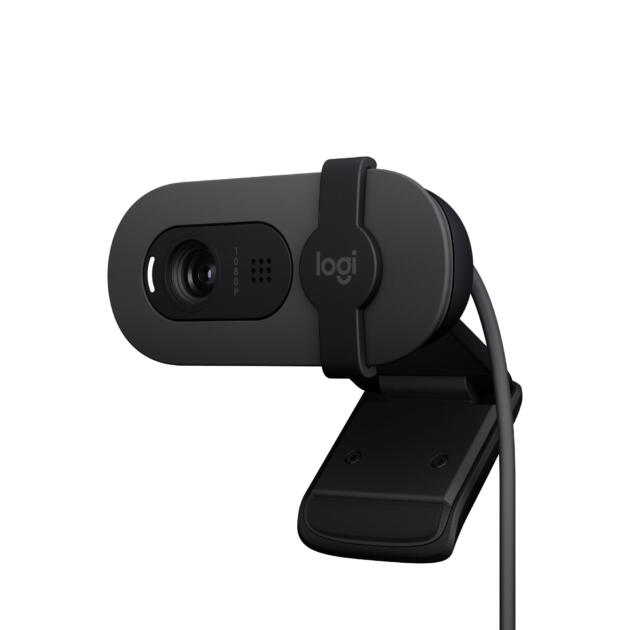 Brio 100 Full HD 1080P Webcam for Meetings and Streaming, Auto-Light Balance, Built-in Mic, Privacy Shutter, USB-A, for Microsoft Teams, Google Meet, Zoom and More- Graphite