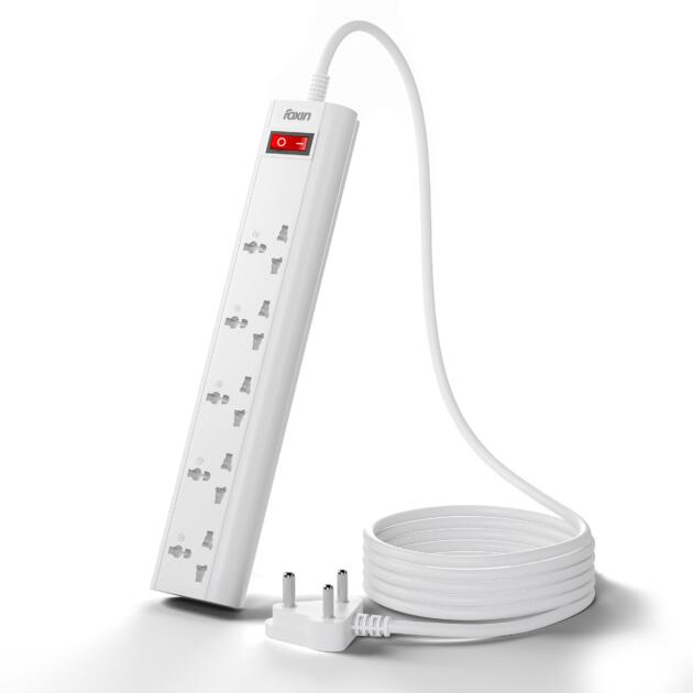 Surge Protector, 5 Universal Sockets, 2500 Watt, 2 Meter 6.5 Feet Cord | Fire Proof & Automatic Overload Protection, Spike Guard/Extension Board with Master Switch | 1 Year Manufacturer Warranty