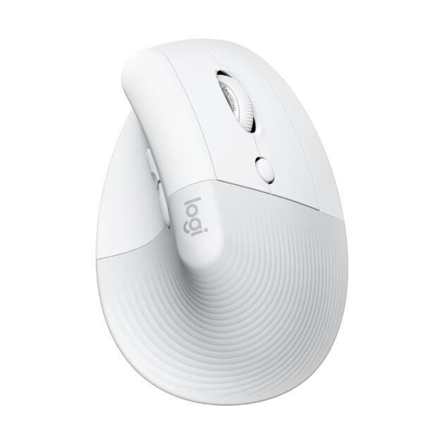 Lift Vertical Ergonomic Mouse, Wireless, Bluetooth or Logi Bolt USB receiver, Quiet clicks, 4 buttons, compatible with Windows/macOS/iPadOS, Laptop, PC - Off White