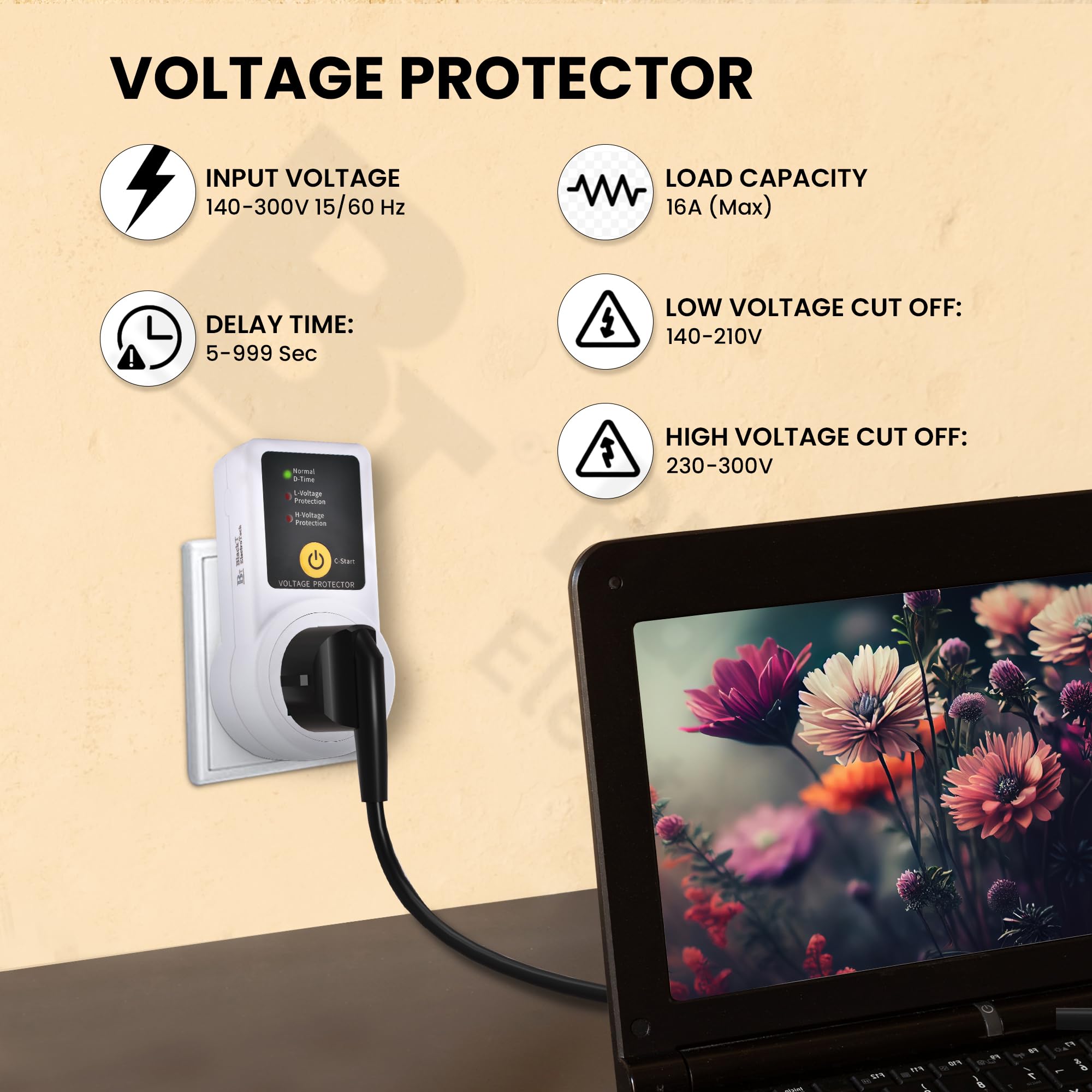 BTSVP02 AC 220V 10A Automatic Voltage Protector Socket switcher- Surge Protector for Home Appliances, Refrigerators, Washing Machines and TV - Image 3