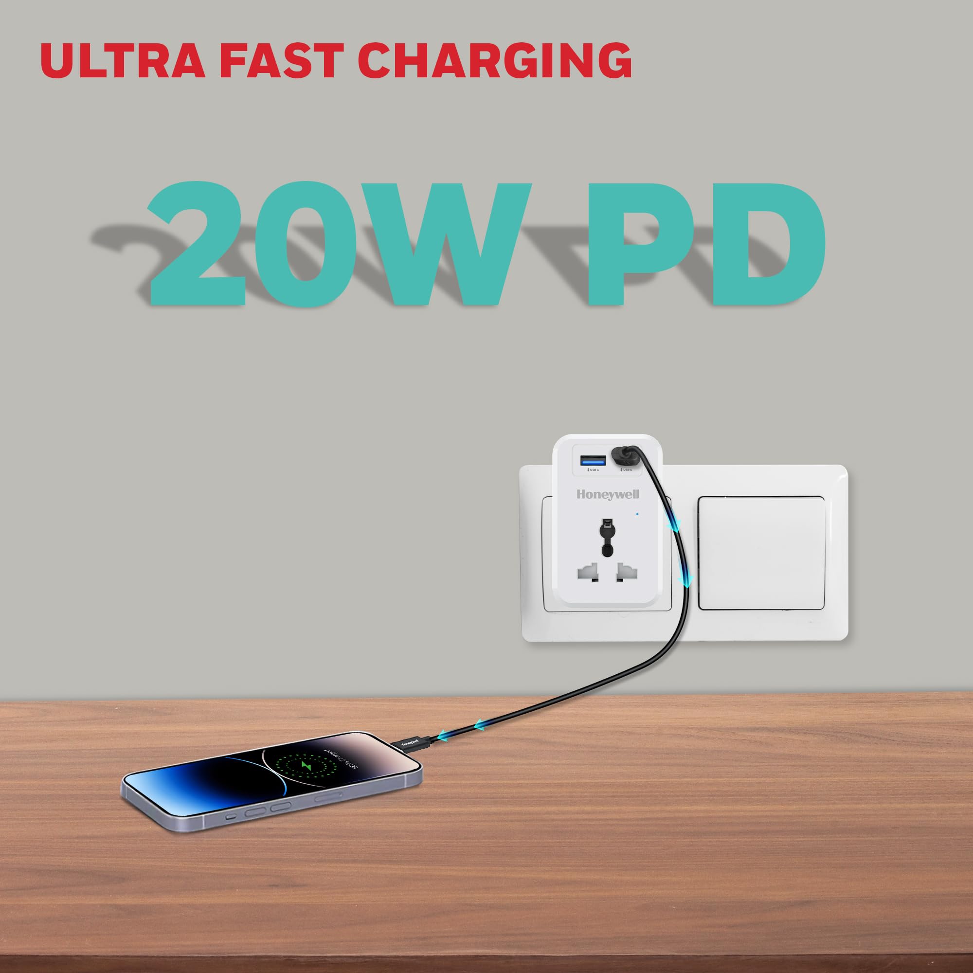 3 Out Surge Cube, Spike Guard, 1 Outlet, PD20W & USB A Port, 7500Amp, Charge On The Go, Device Secure Warranty, Automatic Overload Protection, 3 Years Manufacturer Warranty - Image 4