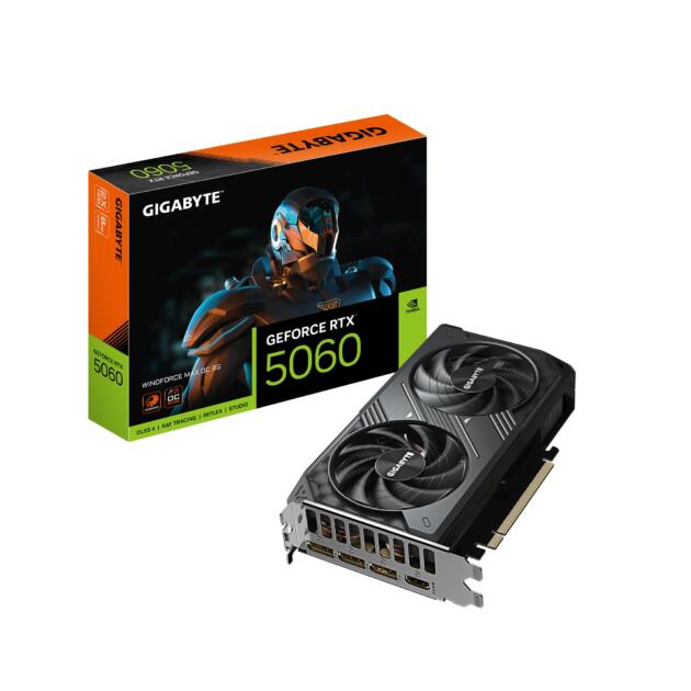 GeForce RTX 5060 WINDFORCE MAX OC 8GB GDDR7, PCIe 5.0 Graphics Card – Blackwell DLSS 4, 3840 CUDA Cores, 2512 MHz Boost Clock, 128-bit, HV Fans