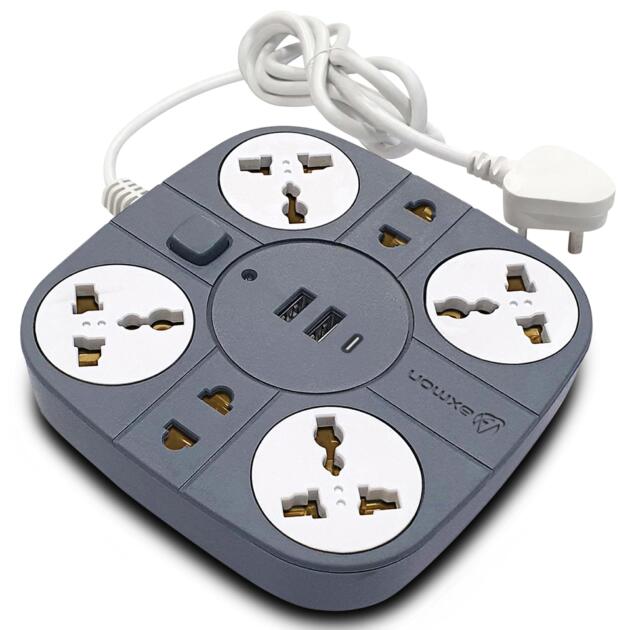 Extension Board with USB Port (Grey, 10 Meter)