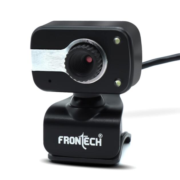 2252 Digital Zoom Webcam with Full Stereo Dual Built-in Mics, 480 Pixel CMOS Camera, USB 2.0, Automatic White Balance, Flexible Mount - Black & Silver