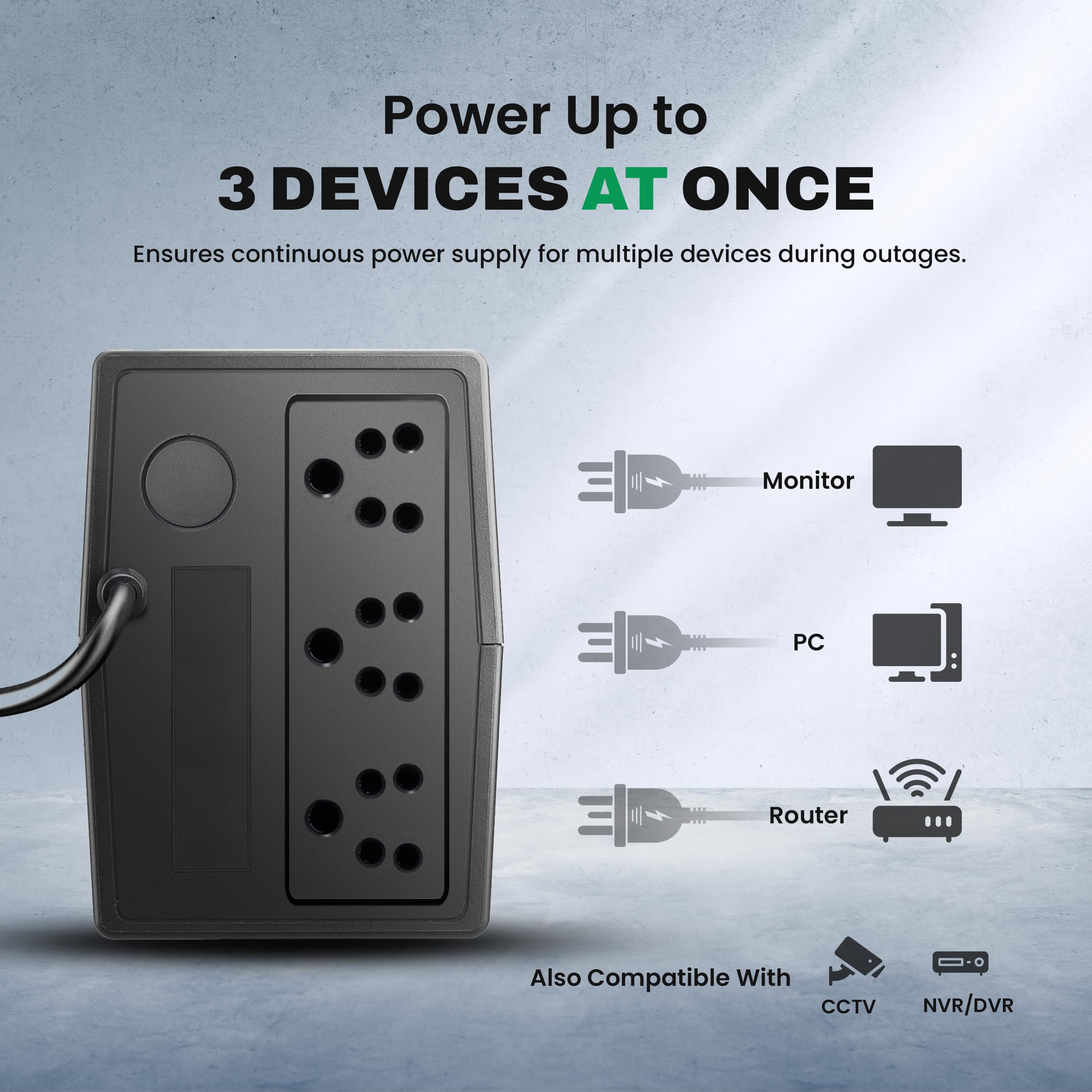 EPS720 600VA/360W Line Interactive UPS – Backup Power for PC, CCTV, WiFi Router & DVR/NVR, Wide Input 140–300V AC, Pure Sine Wave Output – 2 Year Warranty (EPS720) - Image 5