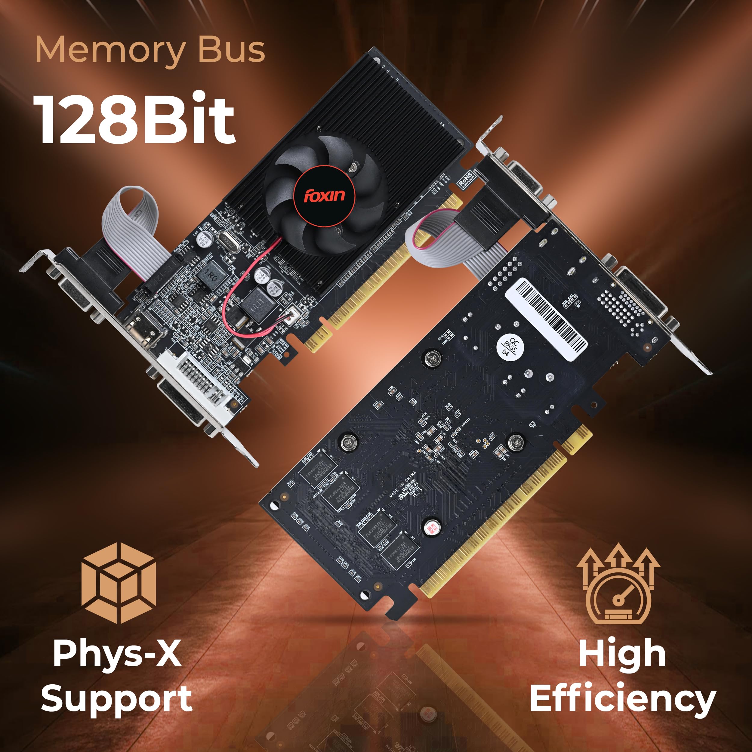 Foxin GT 730 Graphics Card 4GB DDR3 128-Bit | PCIe 2.0 Desktop GPU with HDMI DVI VGA Output | Physx Support | Heatsink Cooling Fan | High Efficiency Graphics Card (Black) - Image 8