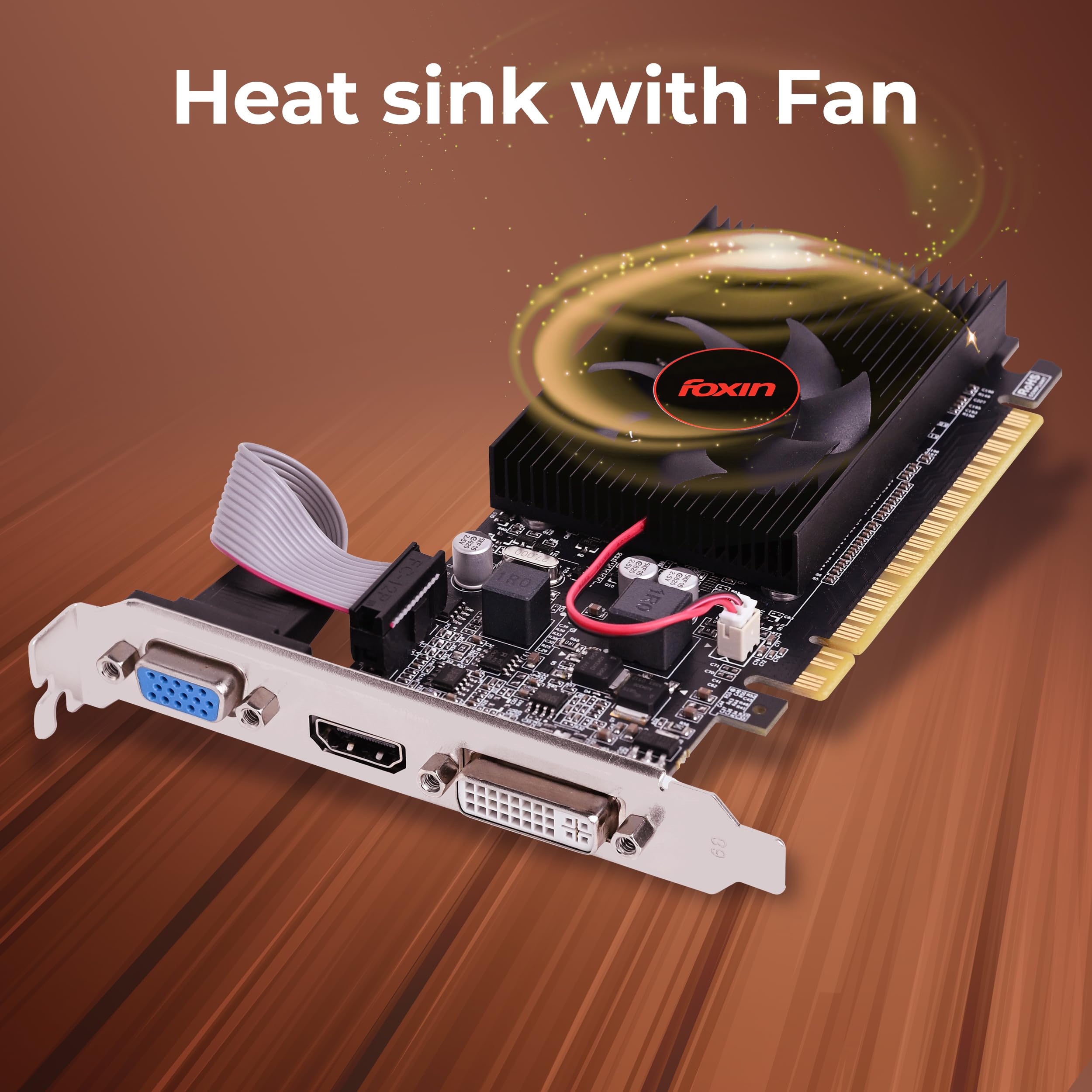 Foxin GT 730 Graphics Card 4GB DDR3 128-Bit | PCIe 2.0 Desktop GPU with HDMI DVI VGA Output | Physx Support | Heatsink Cooling Fan | High Efficiency Graphics Card (Black) - Image 4