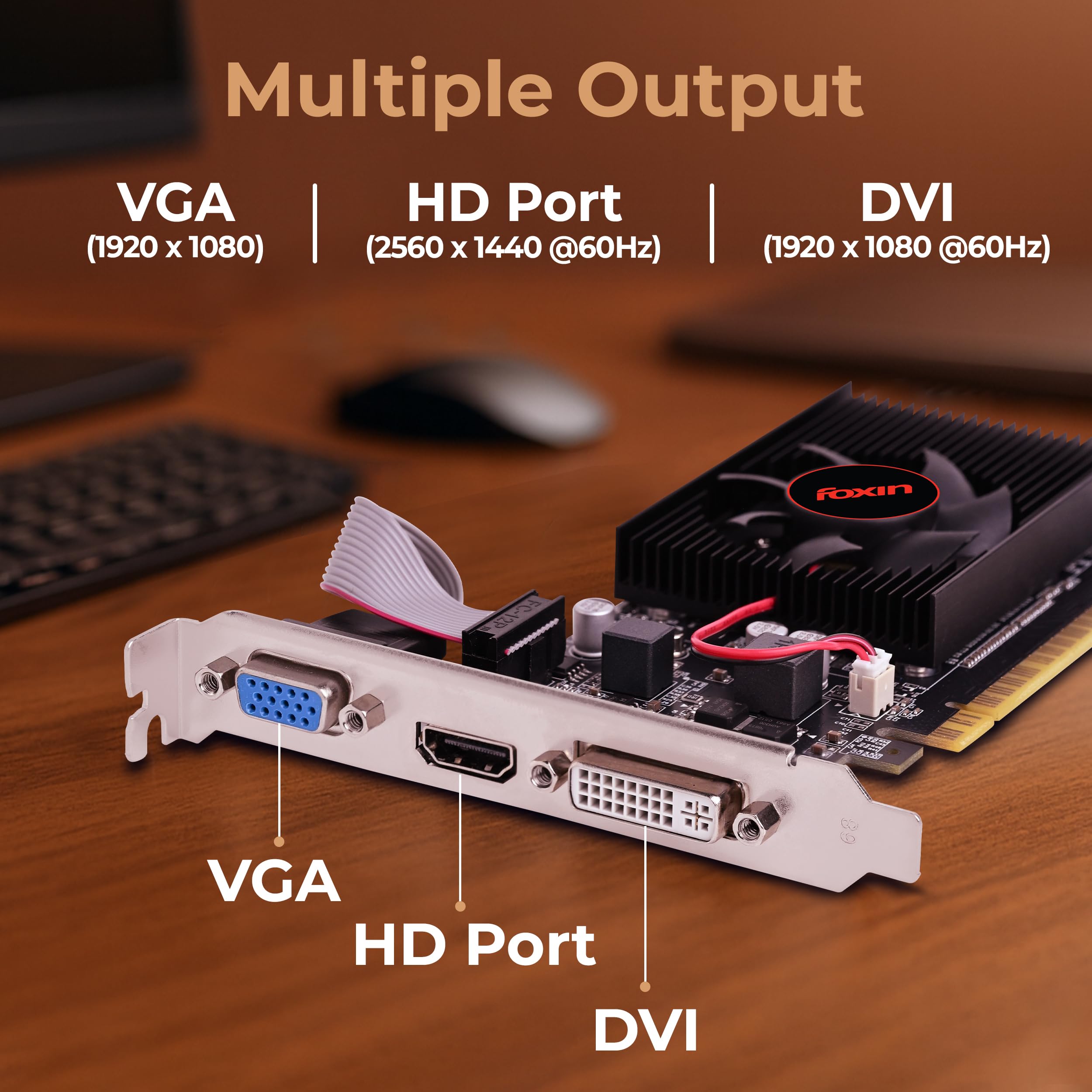 Foxin GT 730 Graphics Card 4GB DDR3 128-Bit | PCIe 2.0 Desktop GPU with HDMI DVI VGA Output | Physx Support | Heatsink Cooling Fan | High Efficiency Graphics Card (Black) - Image 6