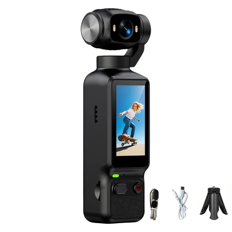 JB SUPAR Professional 3-Axis Handheld Gimbal Camera – Compact 4K-Style Video Camera with Stabilized Imaging, Flip Display & Built-in Audio