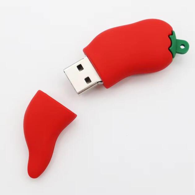 CleverlyGifted Red Chili Shaped USB Flash Drive, Silicon Rubber Housing, 2.0 Interface, 4GB-128GB Storage, Novelty Pen Drive for Data Storage (8, GB)