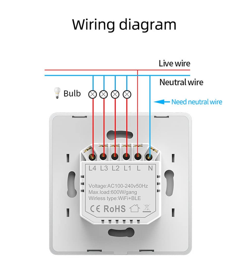 Pro series Smart Touch Switch, with metal frame Compatible with Alexa, Google & smart Life app (3 Gang, Black with golden frame) - Image 2