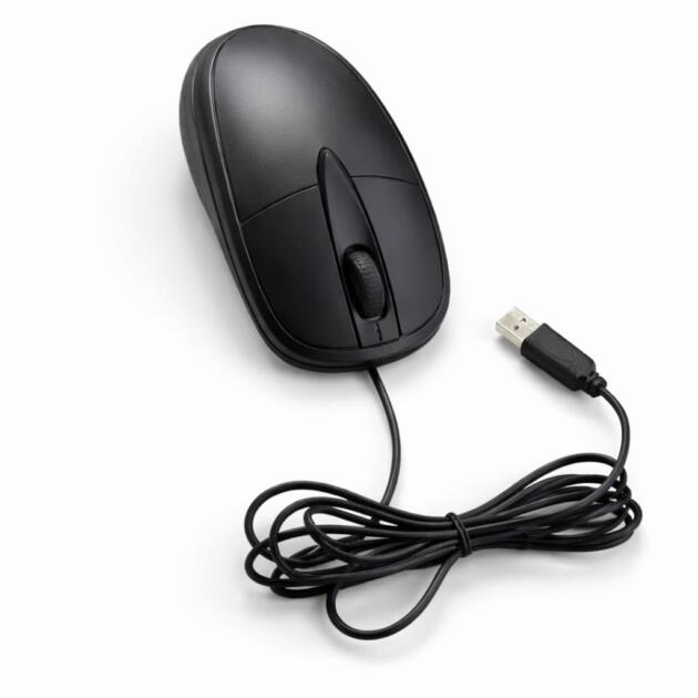 Wired USB Optical Mouse, Black, Ergonomic Design, Plug & Play, Compatible with Laptop & Desktop
