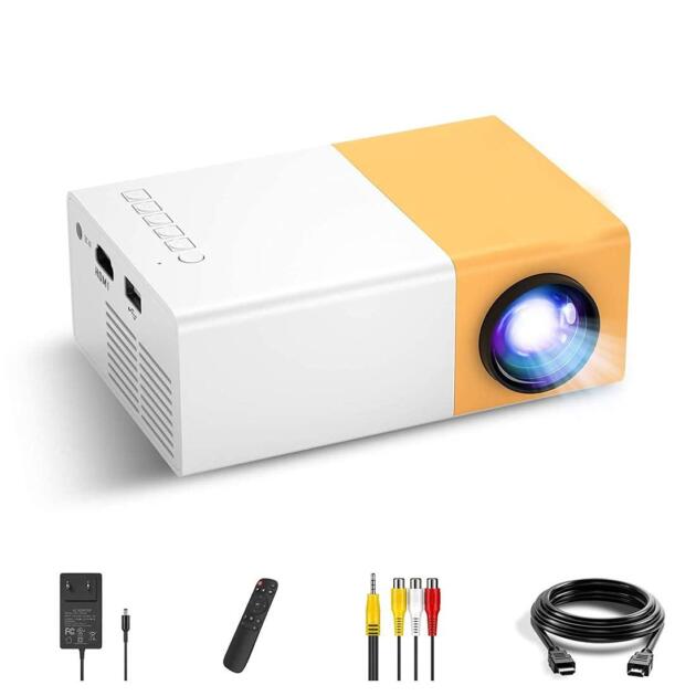 YG300 400LM Portable Mini Home Theater LED Projector with Remote Controller, Support HDMI, AV, SD, USB Interfaces (Yellow) HD 2.8