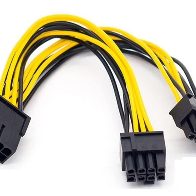 Generic CPU to PCIe Adapter Cable, Yellow, Female-to-Male, 30 cm, High Speed Data Transfer, Powers High-end Graphics Cards with Dual 8 Pin (6+2) PCIe Connectors