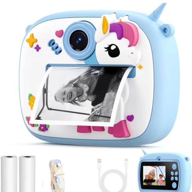 Kids Camera with Instant Print – Mini Digital HD Photo & Video Camcorder, 48MP 1080P, Built-in Games, Bluetooth, Fun Filters & Stickers, Camera Toy for Kids