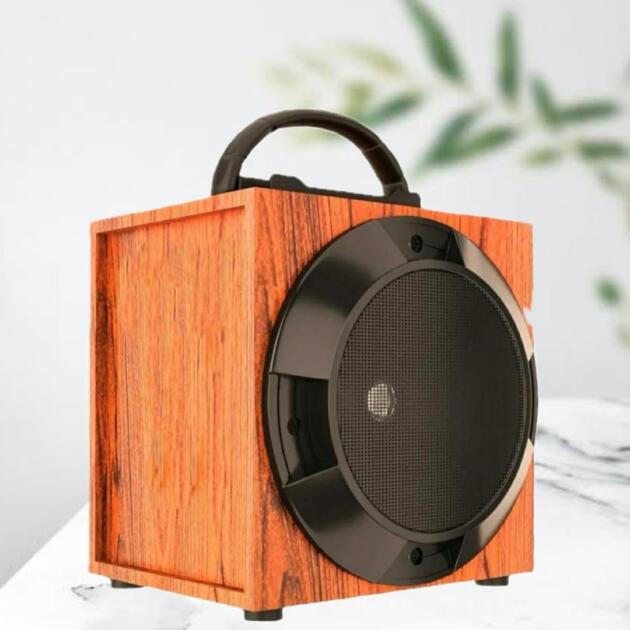 Wooden Bluetooth Speaker, Premium Sound Quality, Portable Wireless Audio System with Smart Features, Wood Finish