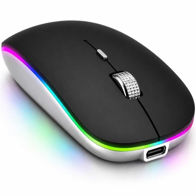 Dash Dual Bluetooth 5.1+ 5.0 & 2.4Ghz Wireless, Type-C Rechargeable Silent Click Mouse, Triple Device connectivity Windows, Mac, iOS, Android (Black)