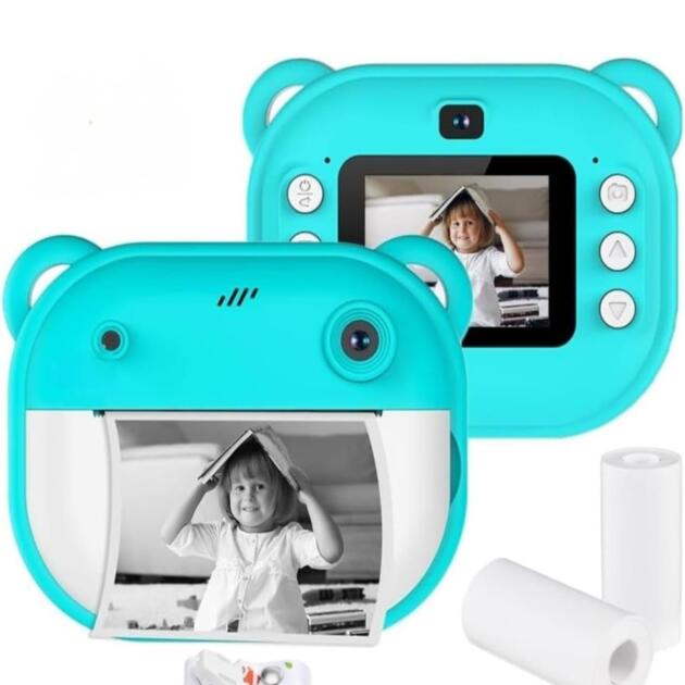 Mini Kids Instant Camera with Thermal Printing | HD Photo & Video Camcorder | Built-in Games & Selfie Mode | Includes 2 Print Rolls | Fun Learning Gift Toy for Children (Random Color)