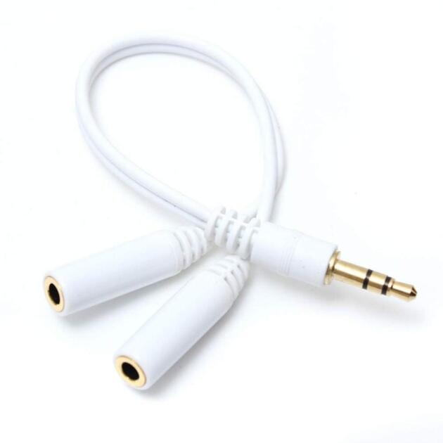 3.5mm jack 1 male to 2 female Stereo headphone earphone Jack Y Splitter audio adapter Cable (Multicolor - Color may vary)