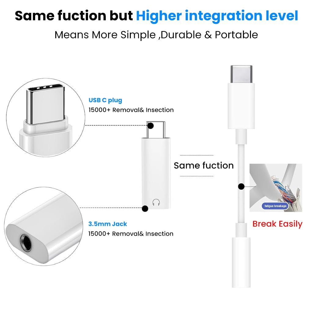 ® Type C to 3.5mm Headphone Jack Connector Built-in Hi-Fi DAC - Image 2
