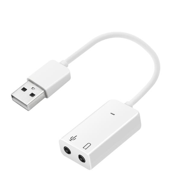 7.1 USB External Sound Card Audio Adapter LEIHONG USB2.0 to 3.5MM Audio Output Microphone Input Converter Plug and Play for Windows/Vista/Win7/Linux/WinCE/Android/Mac-White