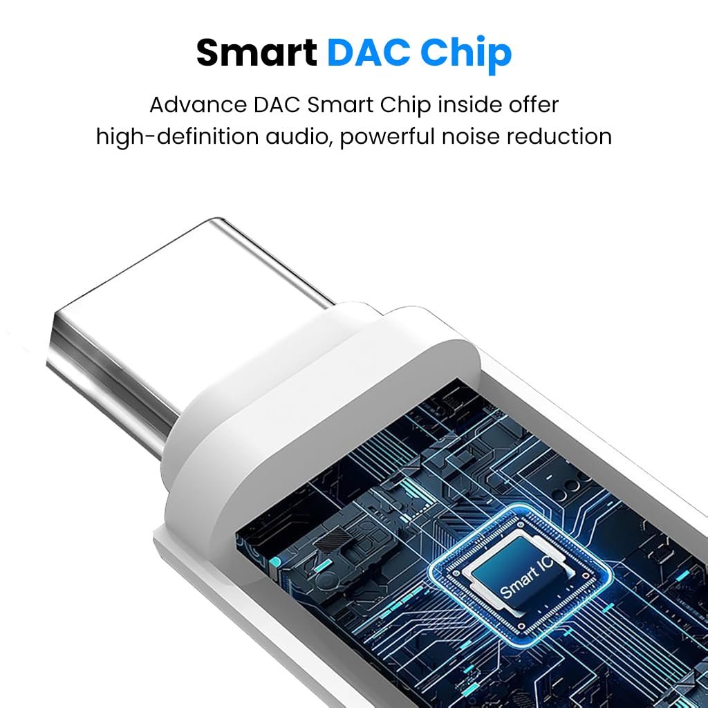 ® Type C to 3.5mm Headphone Jack Connector Built-in Hi-Fi DAC - Image 5
