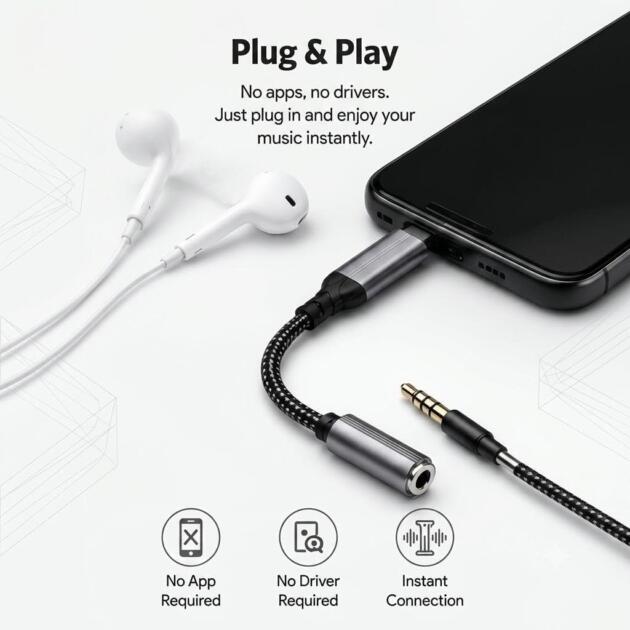 Winsumm USB-C to 3.5mm Audio Adapter with DAC