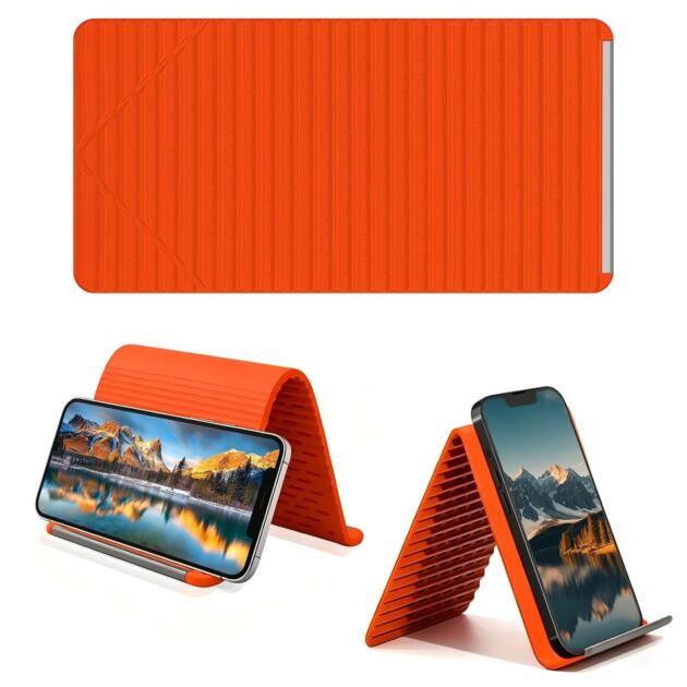 Flexible Silicone Phone Stand, Multi-Angle Adjustable Foldable Mobile Holder, Portable Desk Stand for Smartphones, Tablets & E-Readers, Bendable Travel Phone Stand for Home, Office, Gaming & Reading